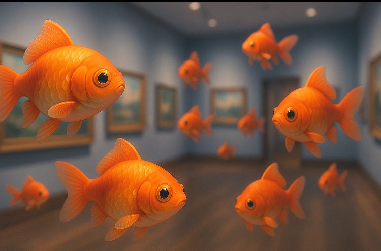 3D Fish Swimming Beyond PhotoGallery sebagai foto ilustrasi lirik lagu Da Yu 大鱼