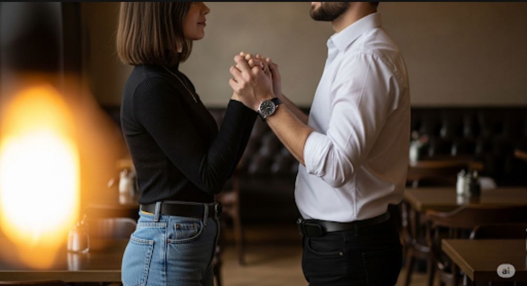 Ilustration Image for couple holding hand for song tiltle CAN FU 搀扶