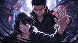 Ilustasi Terjemahan Lagu Bu Guo Ren Jian 不过人间 berupa gambar anime dengan seorang pria di belakang pria lain yang siap melukai