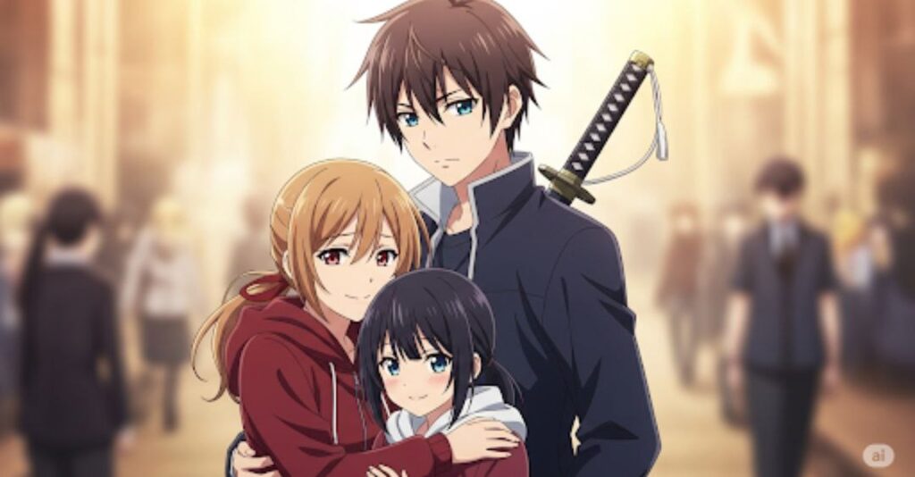 Gambar ilustrasi anime pahlawan pelindung keluarga dan sahabat . untuk Penyanyi: Hai lai a Muk ( 海来阿木 )。Lirik Judul lagu : Ming Yu 名义 mínɡ yì