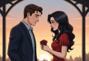 Ilustrasi untuk lagu 有生之恋 You Sheng Zhi Lian ini melukiskan suasana perpisahan sepasang kekasih yang berlinang air mata.