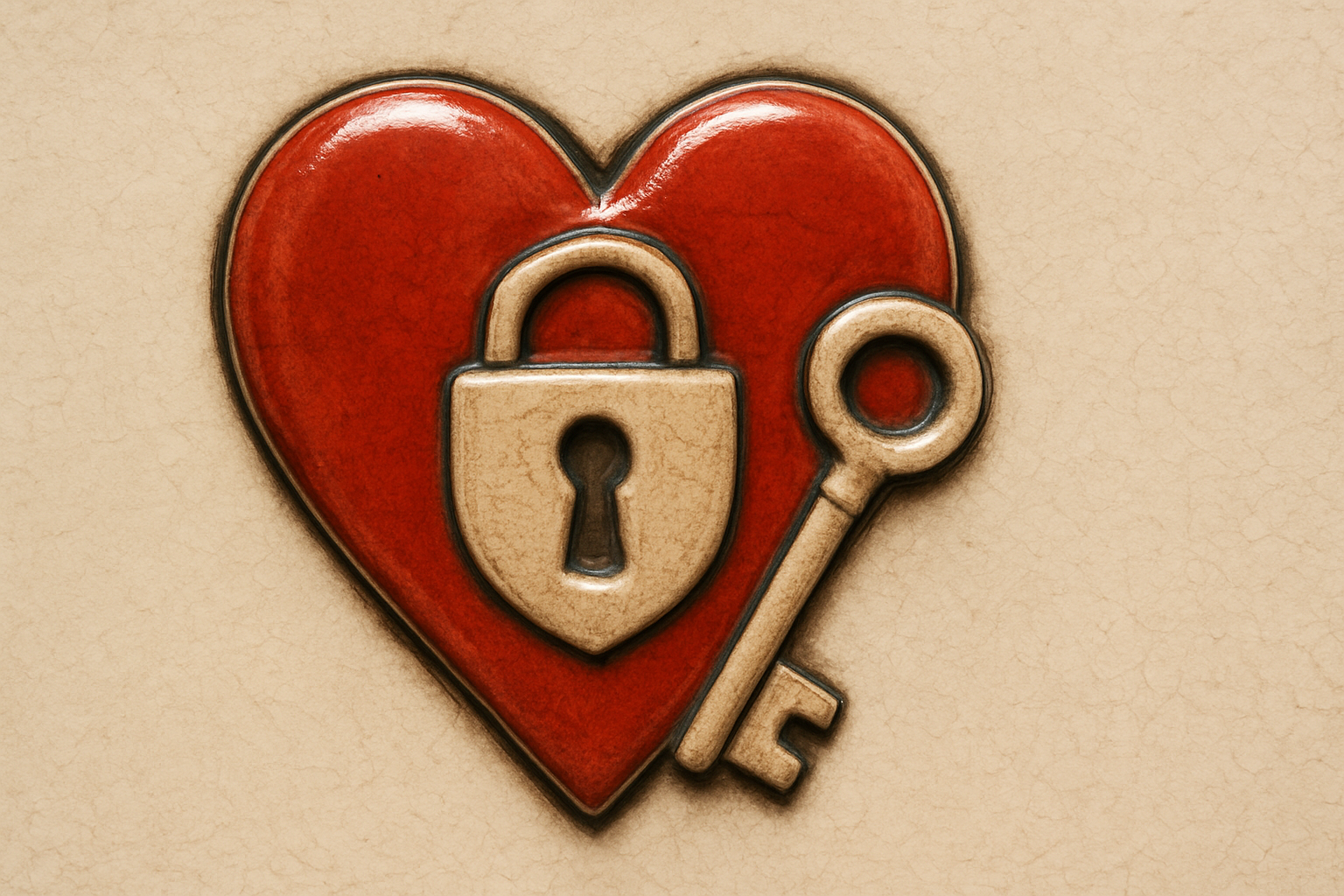 Ilustrasi gambar hati berbentuk kunci untuk lagu KUNCI HATI