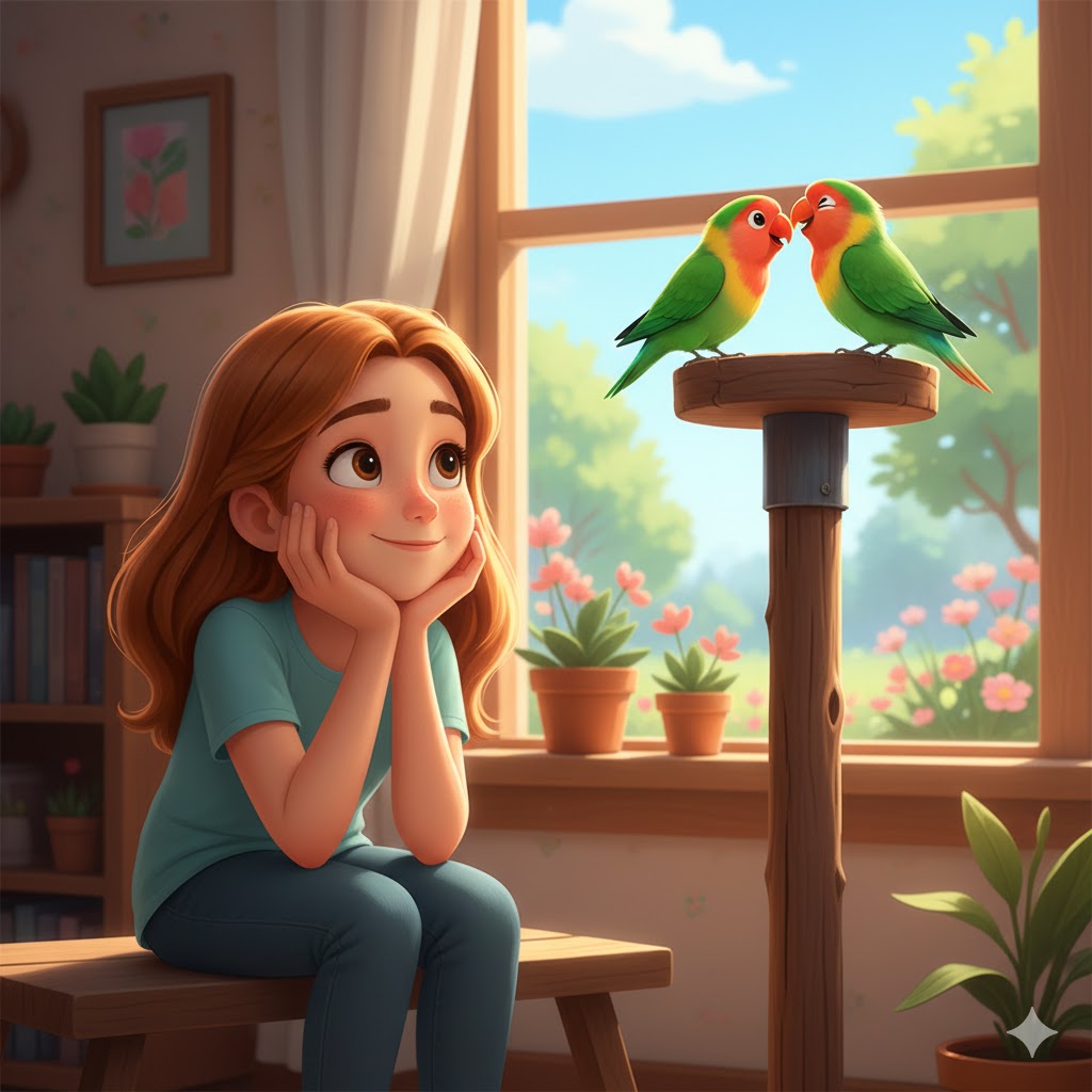 Gambar ilustrasi untuk lagu Ariana Grande - Boyfriend Material. Gambar digambarkan sebagai seorang wanita muda yang sedang berbunga-bunga menemukan cinta. Segala yang ada di depan mata terlihat indah .