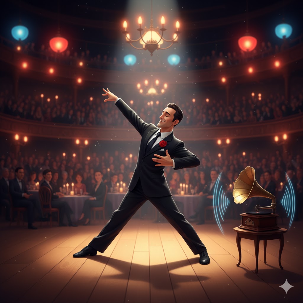 Gambar untuk ilustrasi lagu High Infidelity. Dalam gambar digambarkan seorang pria sedang tango sendiri tanpa pasangan. Menunjukkan kepercayaan diri yang berlebihan dalam hal cinta.