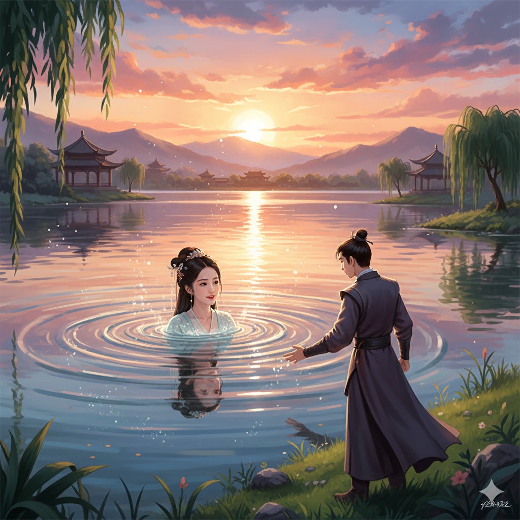 gambar untuk Lirik 水漣漪 - Shuǐ lián yī . Gambar merupakan kiasan Riak-riak menyebar di danau hatiku
Aku melihatmu di danau hatiku
Harapan bersemayam di danau hatiku
Menunggangi riak-riak itu, aku mencari keindahan.