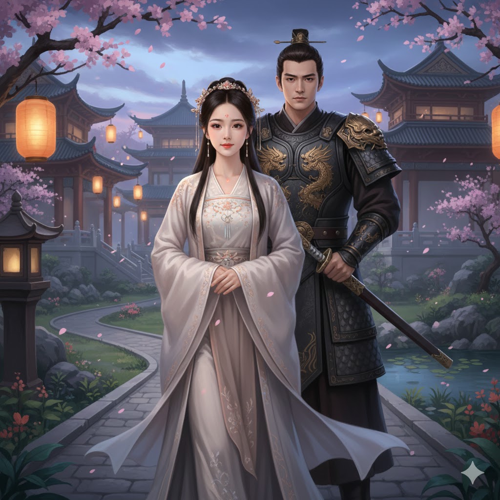 Gambar Ilustrasi untuk Lirik 眼睛不说谎 - Yǎn jīng bù shuō huǎng dengan latar film kolosal cina . Menunjukkan seorang body gard yang diam-diam menjaga seorang wanita untuk menggambarkan cinta tulas tanpa mengharapkan balasan.