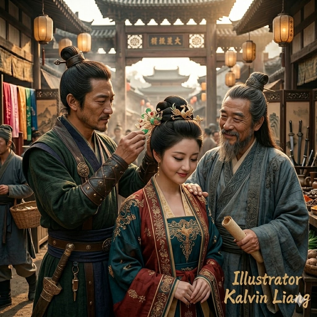 相愛的方法 Xiang Ai De Fang Fa Rainie Yang 杨丞琳. Man giving woman hair pin at traditional market. 